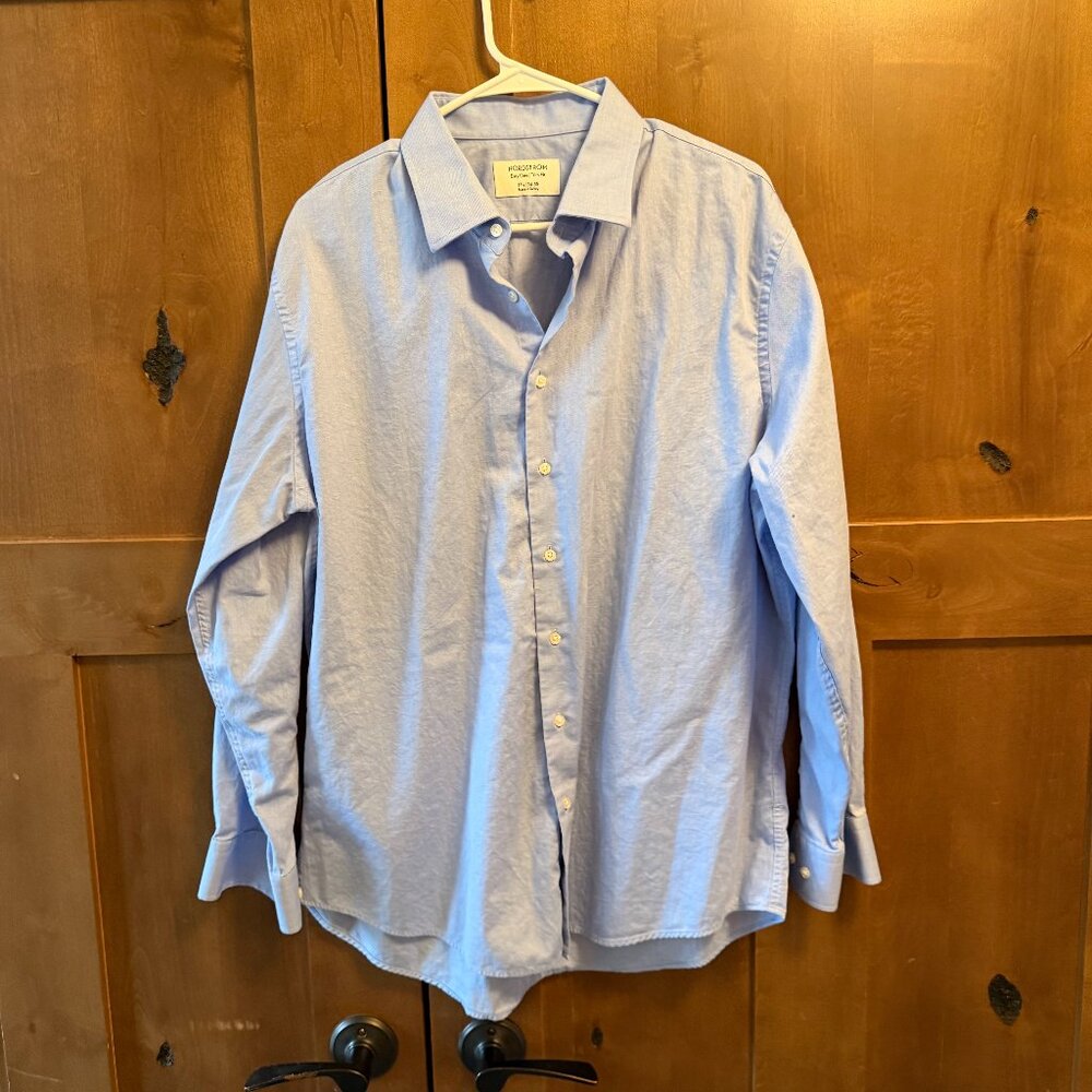 Nordstron Easy Care Trim Fit Dress Shirt Mens 17.5 34-35